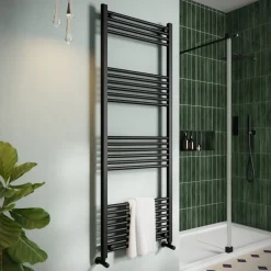 Toasty Glow Matt Black 22mm Heated Ladder Towel Rail