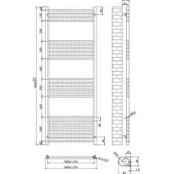 Toasty Glow Matt Black 22mm Heated Ladder Towel Rail