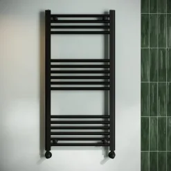 Toasty Glow Matt Black 22mm Heated Ladder Towel Rail