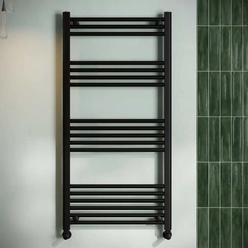 Toasty Glow Matt Black 22mm Heated Ladder Towel Rail
