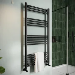 Toasty Glow Matt Black 22mm Heated Ladder Towel Rail