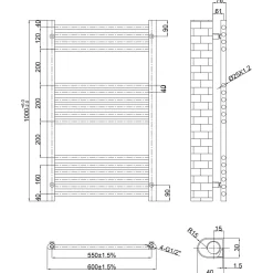Toasty Glow Premium Brushed Bronze 25mm Heated Towel Rail