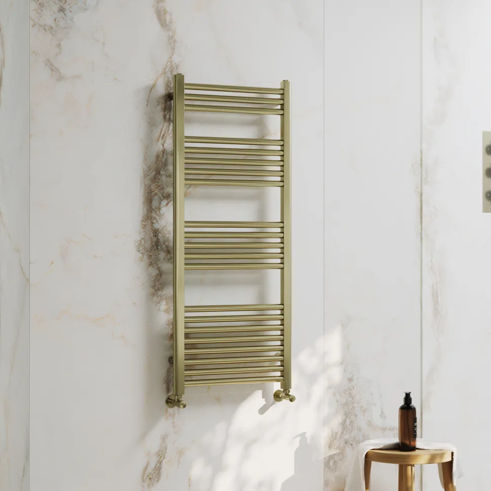 Toasty Glow Premium Brushed Brass 25mm Heated Towel Rail