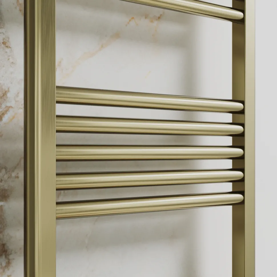 Toasty Glow Premium Brushed Brass 25mm Heated Towel Rail