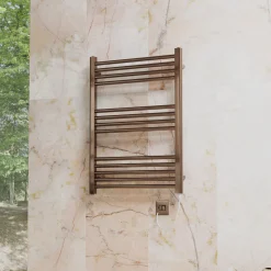 Toasty Glow Premium Brushed Bronze 25mm Electric Heated Towel Rail with Heating Element