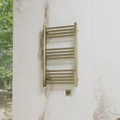 Toasty Glow Premium Brushed Brass 25mm Electric Heated Towel Rail with Heating Element