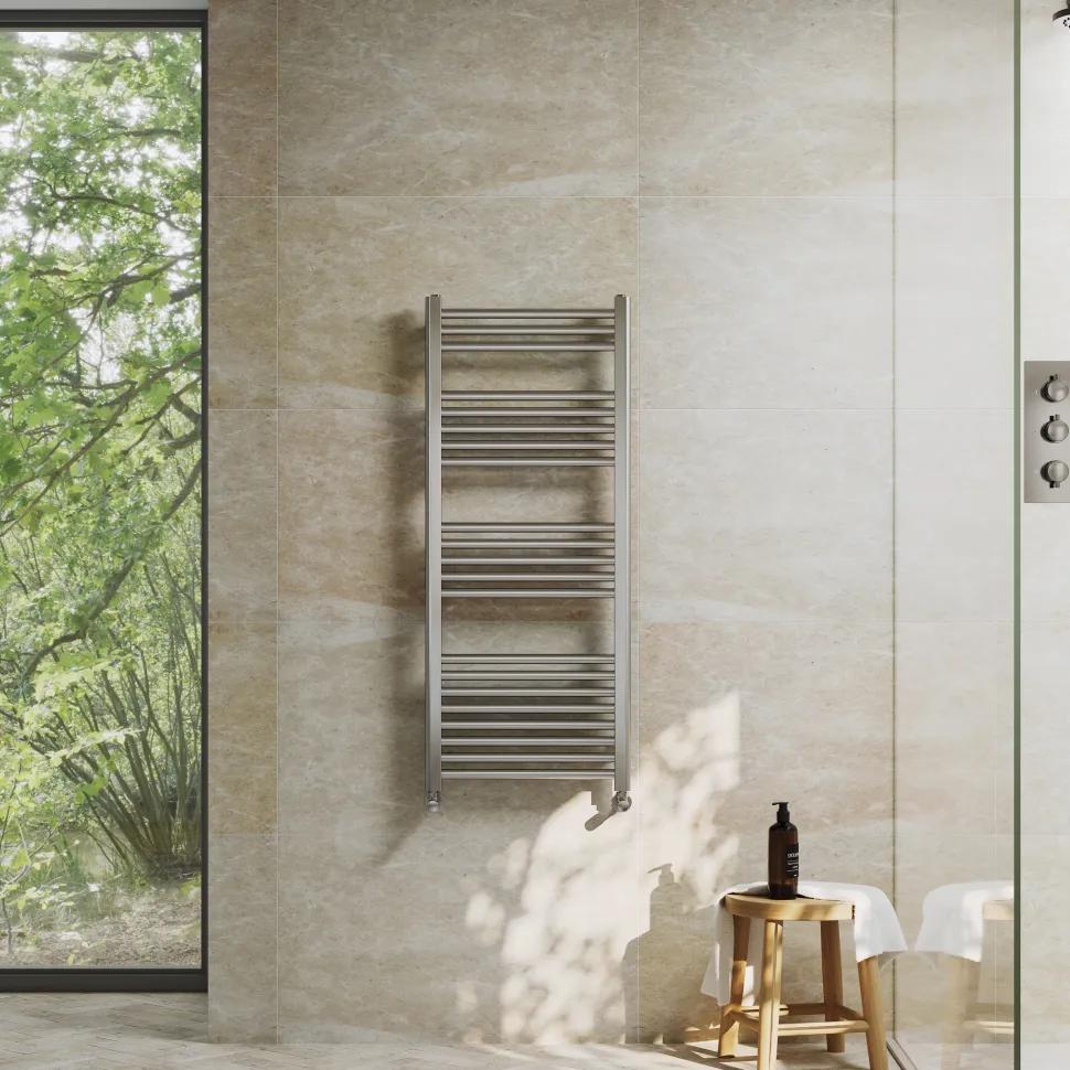 Toasty Glow Premium Brushed Nickel 25mm Heated Towel Rail