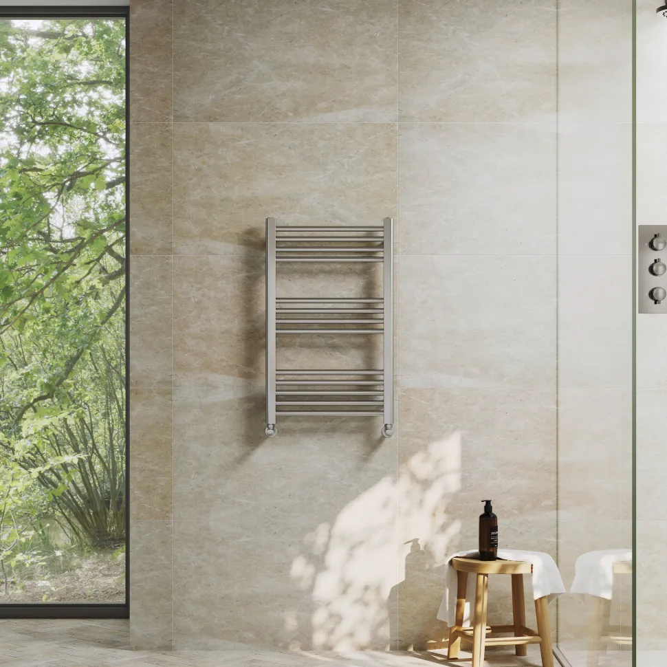 Toasty Glow Premium Brushed Nickel 25mm Heated Towel Rail