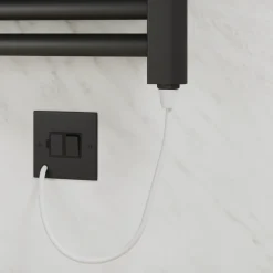 Toasty Glow Premium Matt Black 25mm Electric Heated Towel Rail with Heating Element