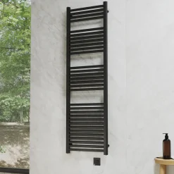 Toasty Glow Premium Matt Black 25mm Electric Heated Towel Rail with Heating Element
