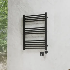 Toasty Glow Premium Matt Black 25mm Electric Heated Towel Rail with Heating Element
