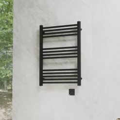 Toasty Glow Premium Matt Black 25mm Electric Heated Towel Rail with Heating Element