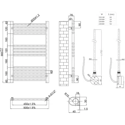 Toasty Glow Premium Matt White 25mm Electric Heated Towel Rail with Heating Element