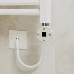 Toasty Glow Premium Matt White 25mm Electric Heated Towel Rail with Heating Element
