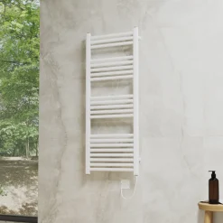 Toasty Glow Premium Matt White 25mm Electric Heated Towel Rail with Heating Element