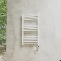 Toasty Glow Premium Matt White 25mm Electric Heated Towel Rail with Heating Element