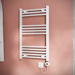 Toasty Glow White 22mm Electric Heated Ladder Towel Rail with Heating Element