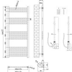 Toasty Glow White 22mm Electric Heated Ladder Towel Rail with Heating Element