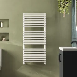 Toasty Halo Matt White Bar on Bar Heated Towel Rail
