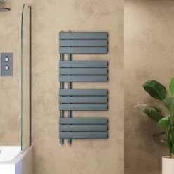Toasty Haven Anthracite Flat Panel Offset Heated Towel Rail