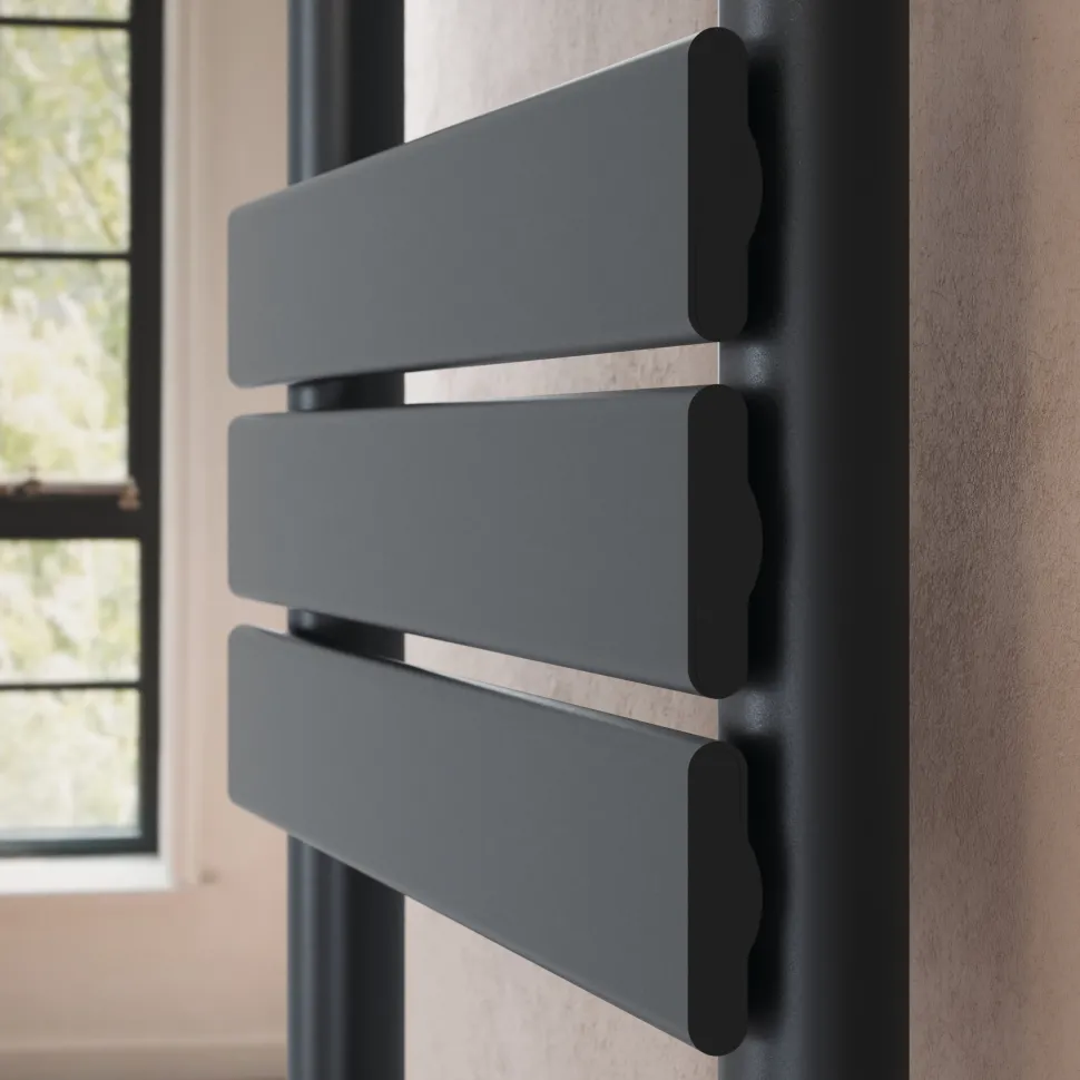 Toasty Hush Anthracite Electric Flat Panel Heated Towel Rail with Heating Element