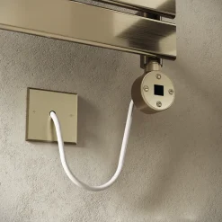 Toasty Hush Brushed Brass Electric Flat Panel Heated Towel Rail with Heating Element