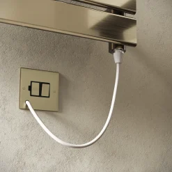 Toasty Hush Brushed Brass Electric Flat Panel Heated Towel Rail with Heating Element