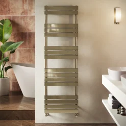 Toasty Hush Brushed Brass Flat Panel Heated Towel Rail