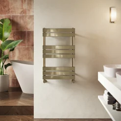 Toasty Hush Brushed Brass Flat Panel Heated Towel Rail