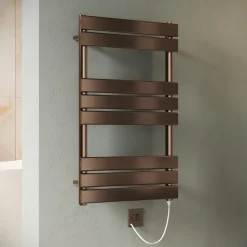 Toasty Hush Brushed Bronze Electric Flat Panel Heated Towel Rail with Heating Element