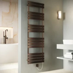 Toasty Hush Brushed Bronze Electric Flat Panel Heated Towel Rail with Heating Element