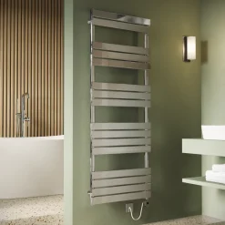 Toasty Hush Chrome Electric Flat Panel Heated Towel Rail with Heating Element