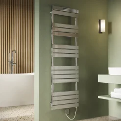 Toasty Hush Chrome Electric Flat Panel Heated Towel Rail with Heating Element