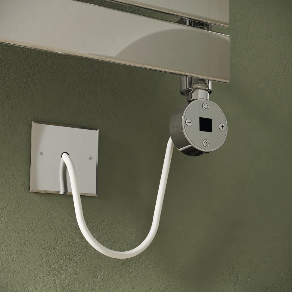 Toasty Hush Chrome Electric Flat Panel Heated Towel Rail with Heating Element