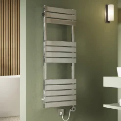 Toasty Hush Chrome Electric Flat Panel Heated Towel Rail with Heating Element