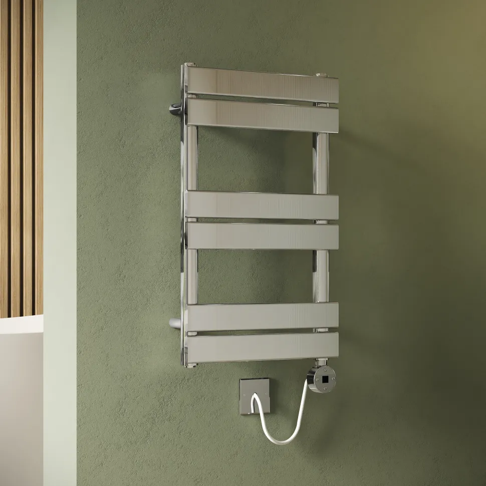 Toasty Hush Chrome Electric Flat Panel Heated Towel Rail with Heating Element