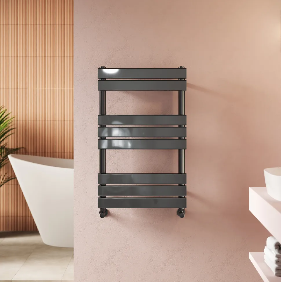 Toasty Hush Gunmetal Flat Panel Heated Towel Rail