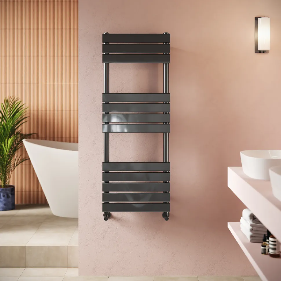 Toasty Hush Gunmetal Flat Panel Heated Towel Rail