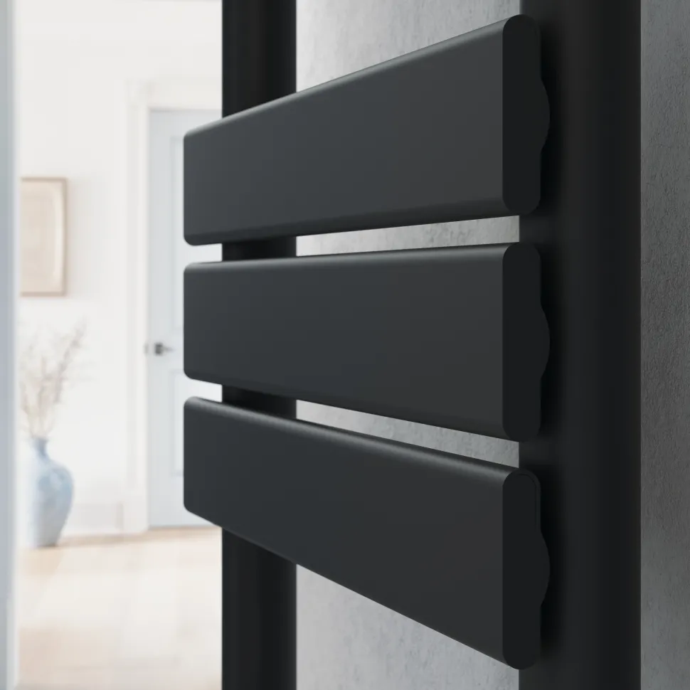 Toasty Hush Matt Black Electric Flat Panel Heated Towel Rail with Heating Element