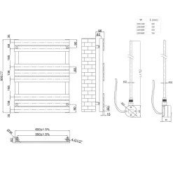 Toasty Hush Matt Black Electric Flat Panel Heated Towel Rail with Heating Element