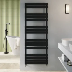 Toasty Hush Matt Black Flat Panel Heated Towel Rail
