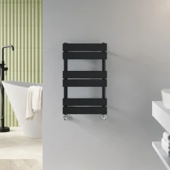 Toasty Hush Matt Black Flat Panel Heated Towel Rail