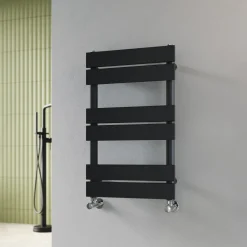 Toasty Hush Matt Black Flat Panel Heated Towel Rail