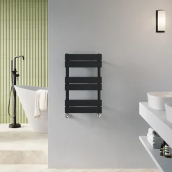 Toasty Hush Matt Black Flat Panel Heated Towel Rail