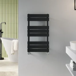 Toasty Hush Matt Black Flat Panel Heated Towel Rail