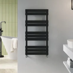 Toasty Hush Matt Black Flat Panel Heated Towel Rail