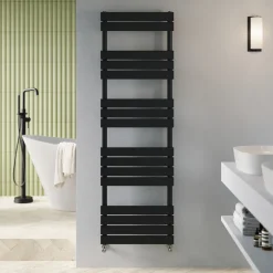 Toasty Hush Matt Black Flat Panel Heated Towel Rail