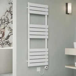 Toasty Hush White Electric Flat Panel Heated Towel Rail with Heating Element
