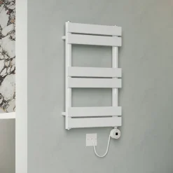 Toasty Hush White Electric Flat Panel Heated Towel Rail with Heating Element