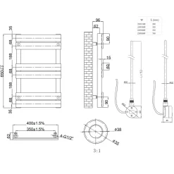 Toasty Hush White Electric Flat Panel Heated Towel Rail with Heating Element